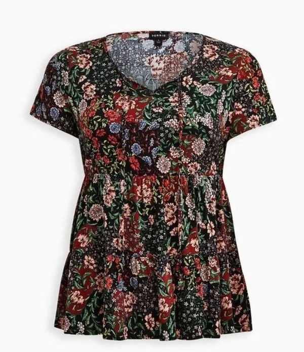 Torrid Babydoll Rayon Slub Tie-Front Top Size 1X - Image 5