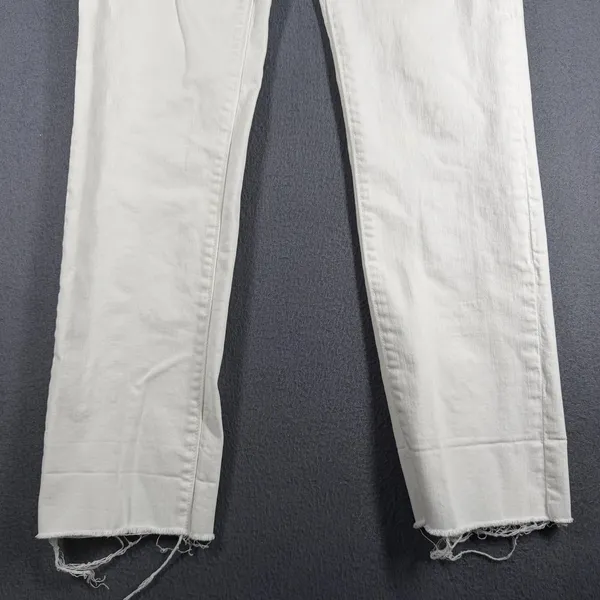 Ann Taylor LOFT Modern Straight Jeans Womens 4 27 White Mid Rise Raw Hem Denim - Image 4