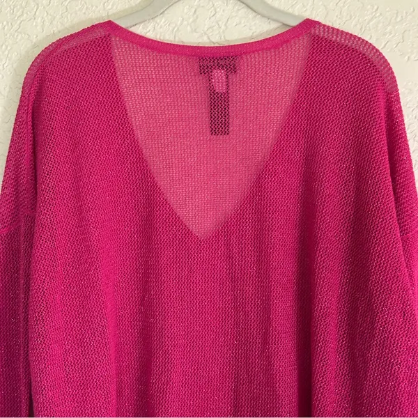 Chico's Black Label V-Neck Metallic Sweater Pink XL Women Shimmer Knit‎ Pullover - Image 10