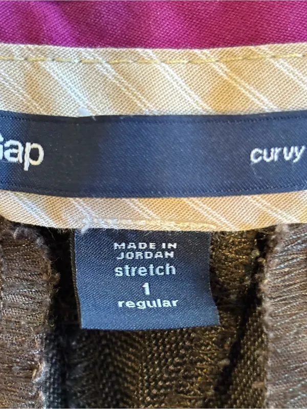 GAP Career Pinstripe Trousers Brown Curvy Fit Stretch Size 1 Regular - Image 3
