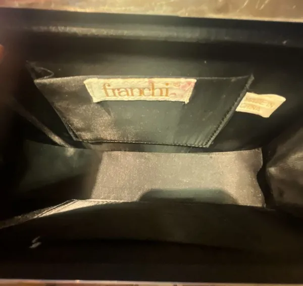 Franchi Black Satin Twist-Front Hard Shell Evening Clutch Bag - Image 6