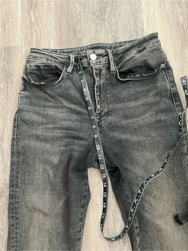 FRAME Le One Crop Mini Boot Jeans Womens Size 2 Hughes Gray Black Stretch Denim - Image 11