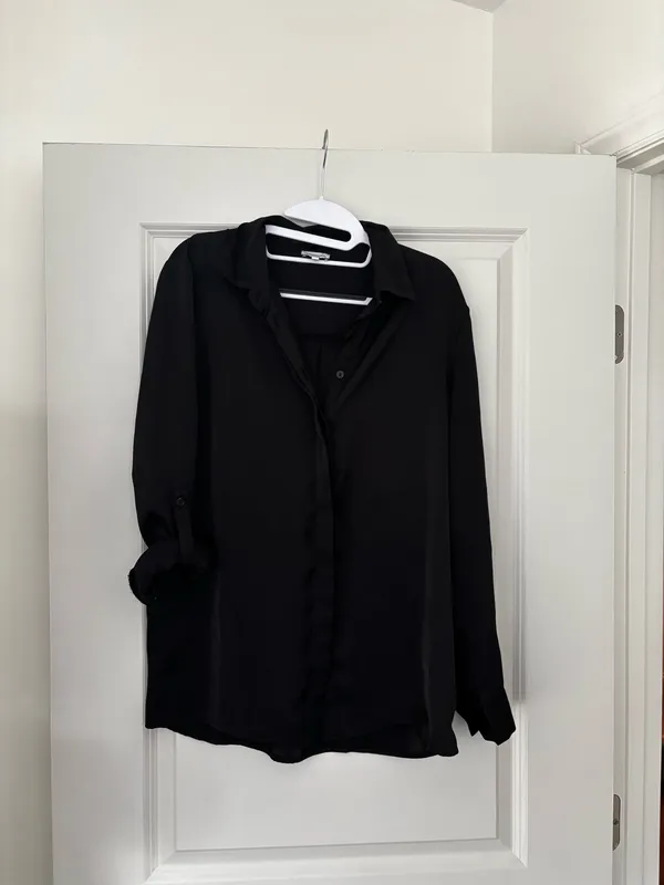 Candidly Chan black satin button down - Image 2