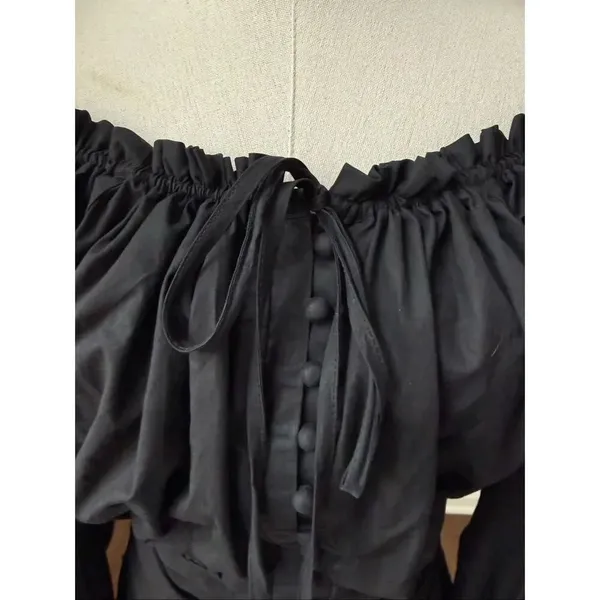 Rye Black Goth Whimsigoth Cottagecore Peasant Blouse Cotton M Black Size M - Image 7