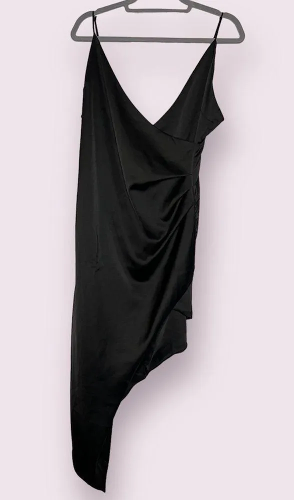 Cotton Candy LA Black Satin Asymmetrical Dress Large - Image 3
