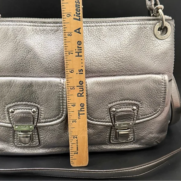 COACH 18996 Poppy Metallic Silver Leather Hippie Shoulder Crossbody Bag - Image 6