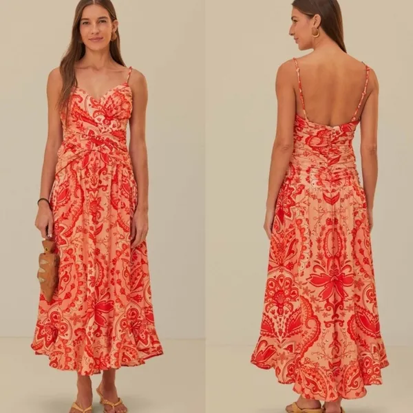 FARM Rio Jaipur Crossover Linen Blend maxi sun dress size small - Image 2