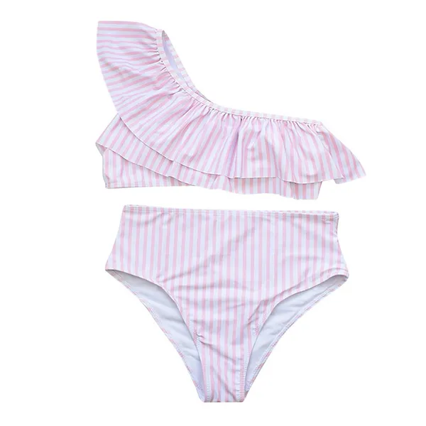 Wimpunec Women Bow One-shoulder Split Swimsuit Bikini Print Beachwear Set - Image 9