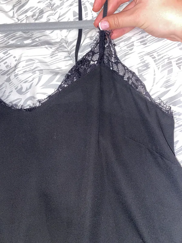 Black Lace Lined Tank Top - Image 4