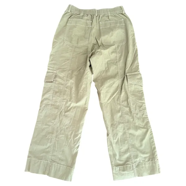 Free Assembly Womens Sage Green‎ Wide Leg Cargo Pants Contrast Stitch Small - Image 3