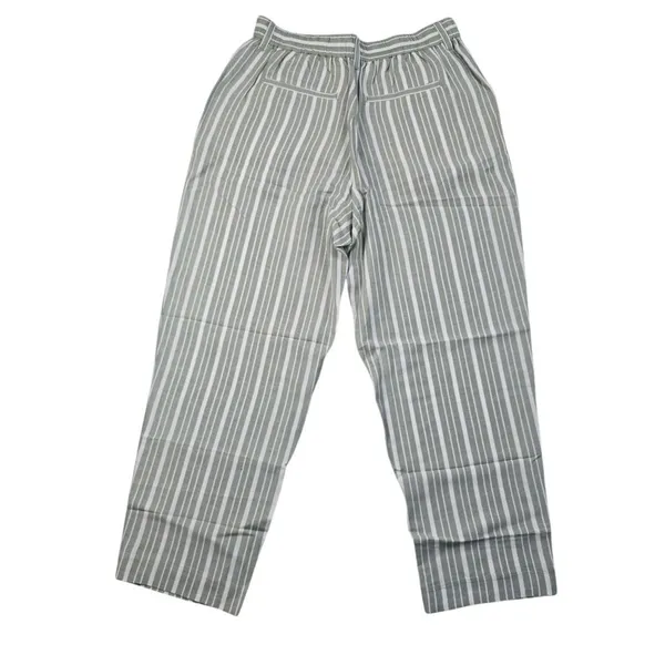 Madewell NWT The Tailored‎ Tapered Pant in Striped Linen-Blend Green White 6 - Image 3