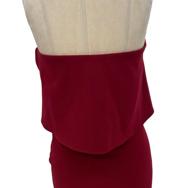 Likely Driggs Midi Dress Sheath Strapless Ruffle Burgundy Red Purple‎ Size 2 - Image 11