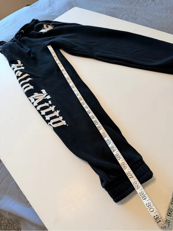 Dolls Kill x Hello Kitty and friends goth sweatpants, black, highwaisted, sz XS - Image 6