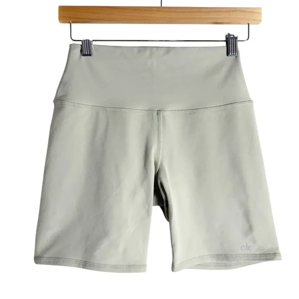 Alo Yoga Airbrush 5” Sage Green High Waist Biker Athletic Workout Shorts S - Image 4