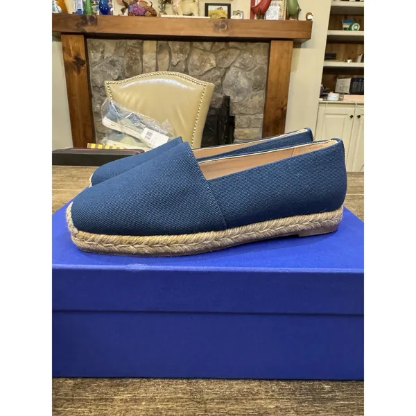 Stuart Weitzman womens Dree Slide Espadrille Blue Canvas Size 5 Slip On Loafer - Image 4