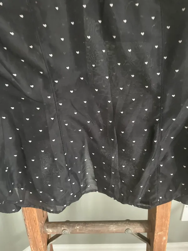 Loft Size XS Black With White Hearts Long Sleeve Shirt - Image 8