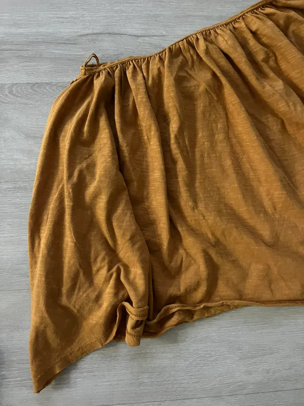 We The Free Free People Pleated Spring Break One Shoulder Top Rust Brown NWOT M - Image 4