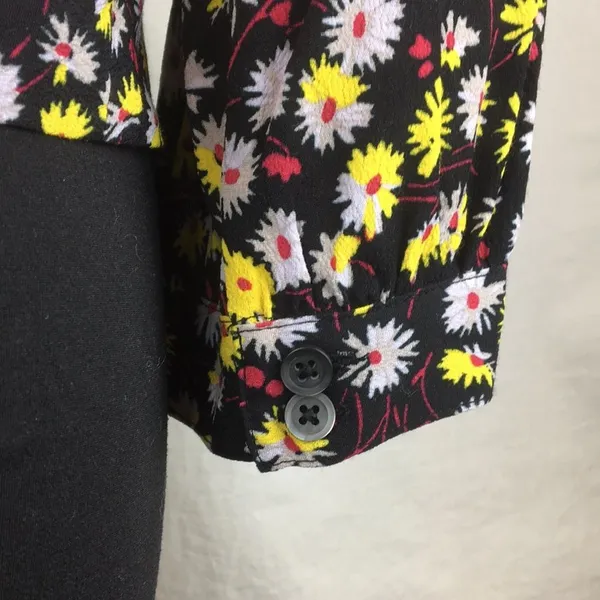 Madewell Black French Moody Dark Floral Wrap Long Sleeve Top S NEW - Image 8