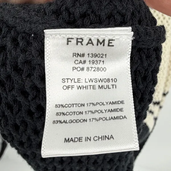 NWT FRAME Open Knit Stripe‎ Maxi Dress M Black Ivory Crochet Racerback - Image 6