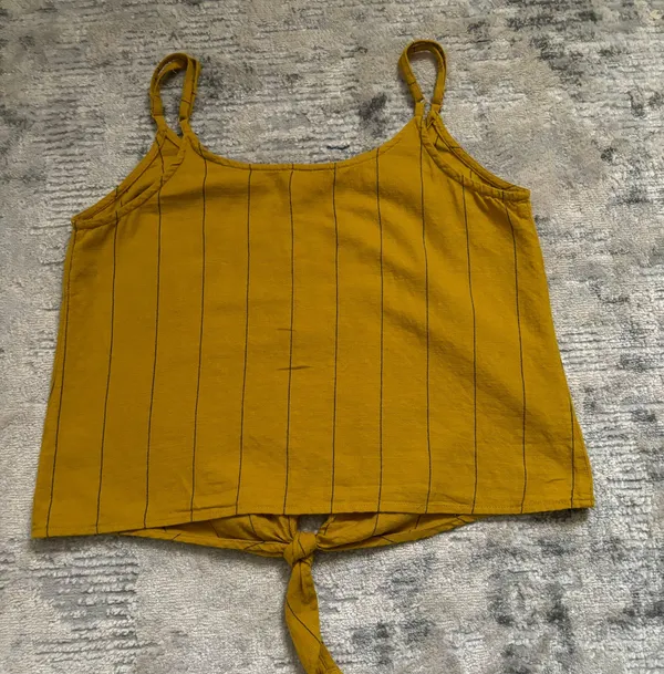 Dizzire Yellow Black Striped Thin Adjustable Strap Crop Top size M - Image 11