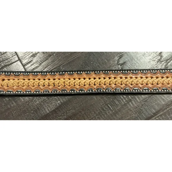Womens 36"‎ Western Leather Belt Brown Braided Tooled Basketweave Buckle Cowgirl - Image 5