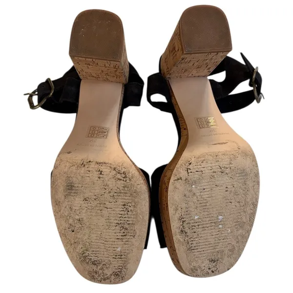 EUC Free People Leather Brooke Heeled Platform Sandals Black Size 8.5 - Image 8