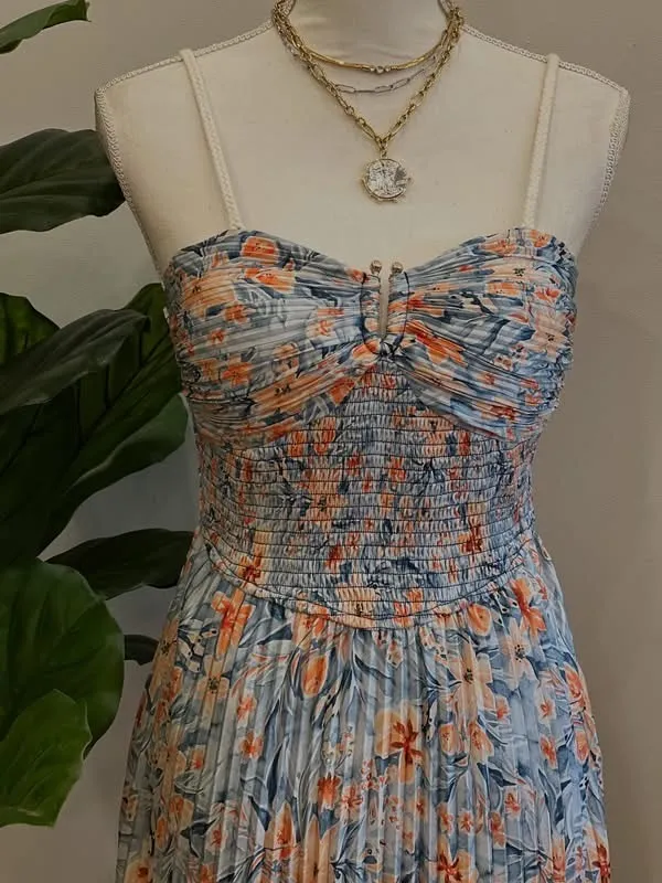 Strut & Bolt Floral silk pleated midi dress - Image 3