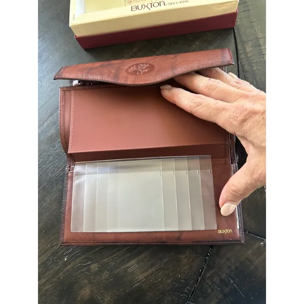 Vintage Buxton Brown Leather Organizer Clutch Wallet Checkbook Kiss Lock 25936-C - Image 4