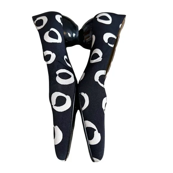 Yves Saint Laurent Circle Print Sculpted Ball Heel Pointed Toe Vintage Pump 7.5 - Image 5