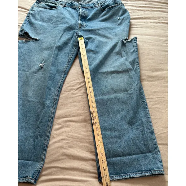 Abercrombie & Fitch Curve Love 90s Baggy Low Rise Distressed Jeans Blue 34 18R - Image 3