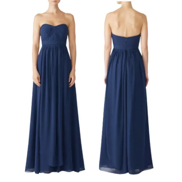 Jenny Yoo‎ Aidan Convertible Bridesmaid Gown Sz 6 Navy Strapless Sweetheart Neck - Image 2