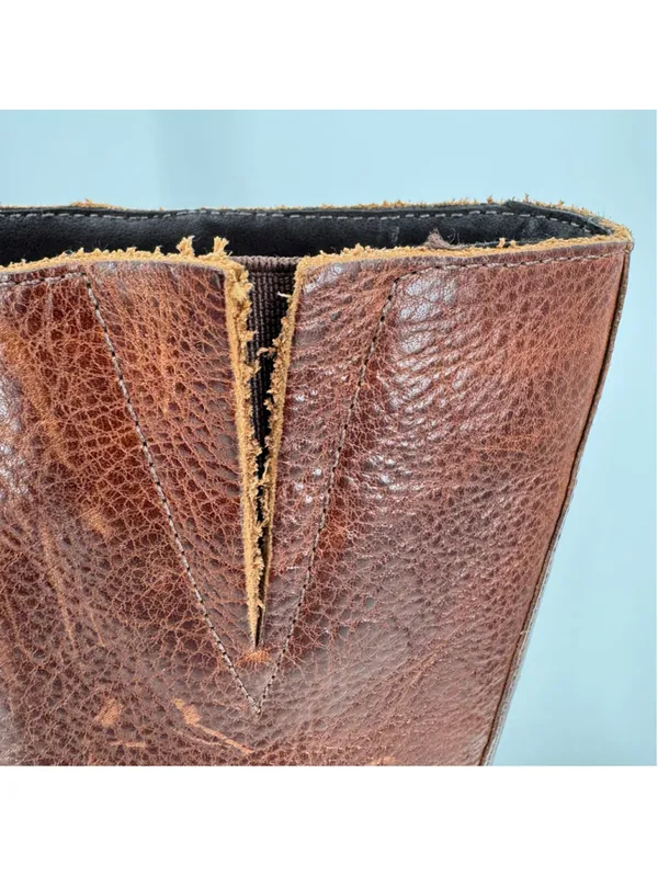 Brown Riding Boots Pebbled Genuine Leather 14 in Shaft Low Heel Civico 10 Sz 6.5 - Image 3