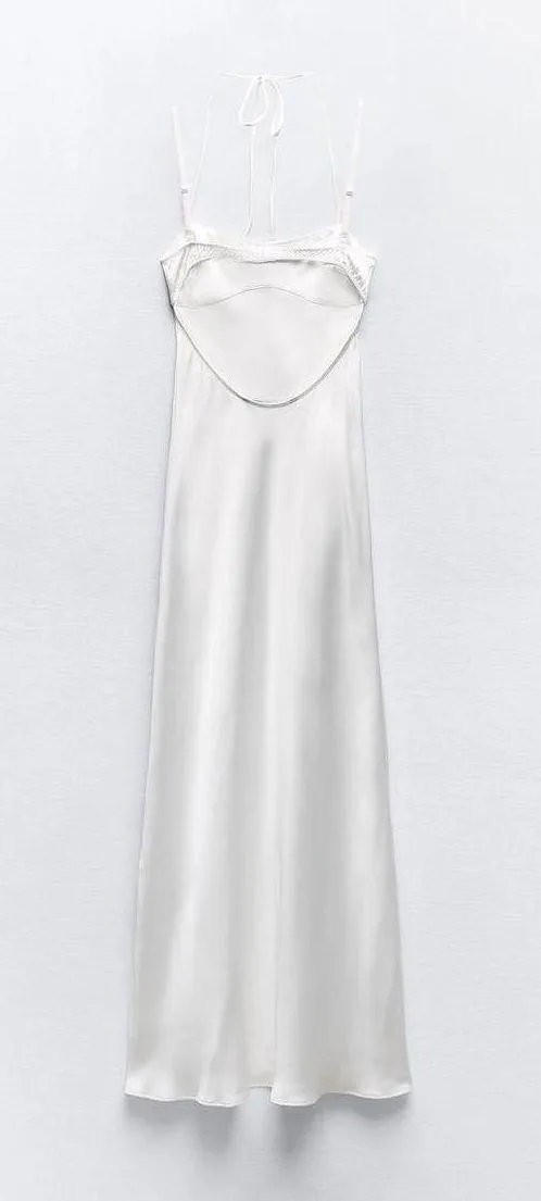 ZARA dress maxi white lingerie inspired satin effect wedding party - Image 8