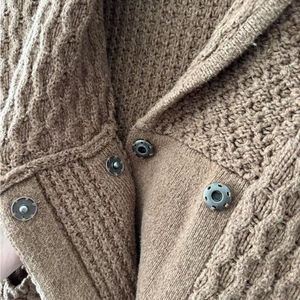 Madewell Brown Cable Knit Shawl-Collar Snap Cardigan Sweater‎ - Image 5