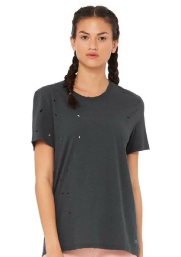 Alo Yoga | Distressed Black Tee | S  - Image 7