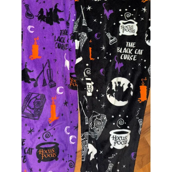 Disney Hocus Pocus Pajama Pants Women XL Purple Black Split Leg Jogger pj - Image 2