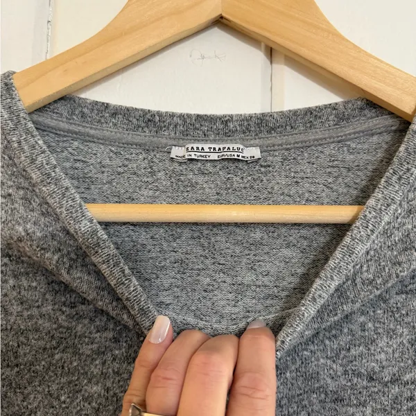 Zara Heather Gray Long Sleeve Top soft fuzzy fabric size M - Image 4