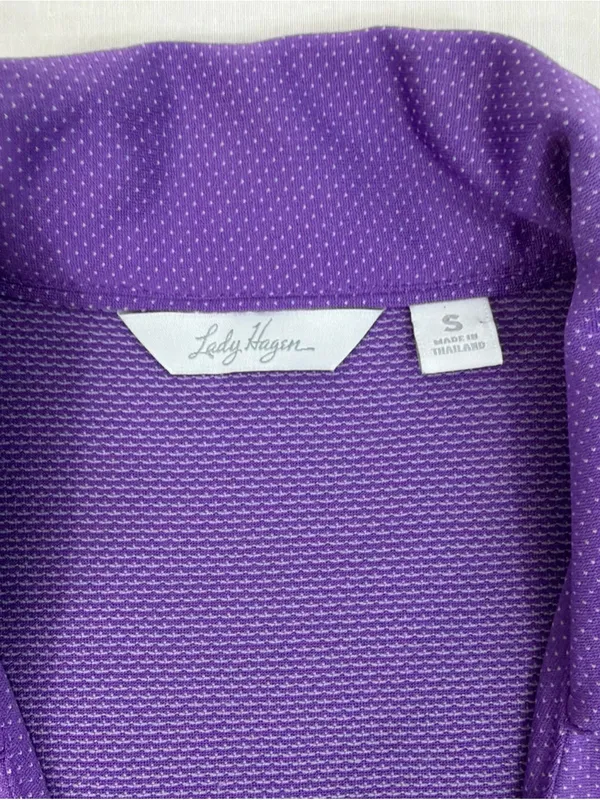 Lady Hagen Women's Golf Tank Top With Ruched Side Size Small Purple Polka Dot - Image 10