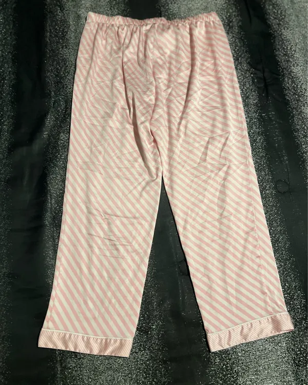 Womens large Victoria's Secret pajama pants w/drawstring & pockets-pink striped - Image 2