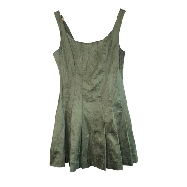 En Saison Delphine Faux Suede Pleated Fit and Flare Mini Dress‎ Size Small Fall - Image 2
