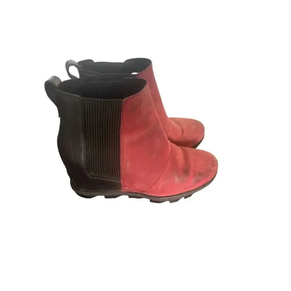 Sorel Joan of Artic Wedge Ankle Boots Red Wine Size 8 - Image 5