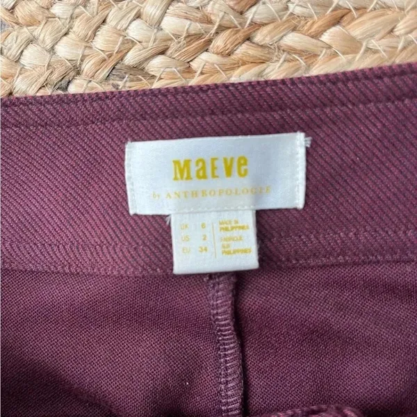NWT Anthropologie Maeve Pants Womens 2 Burgundy Red Split Hem Pintuck Skinny Leg - Image 2