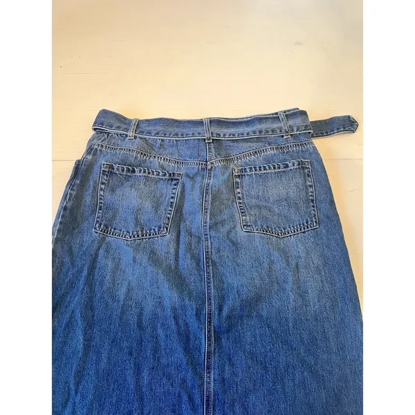 House of Harlow 1960 Blue Denim Maxi‎ Skirt Belted Western Buckle Womens Size 10 - Image 6