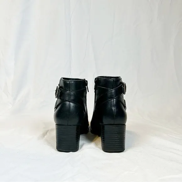 Vintage 90s Covington Black Leather Fawn Square Toe Booties Ankle Boots~7~ - Image 5