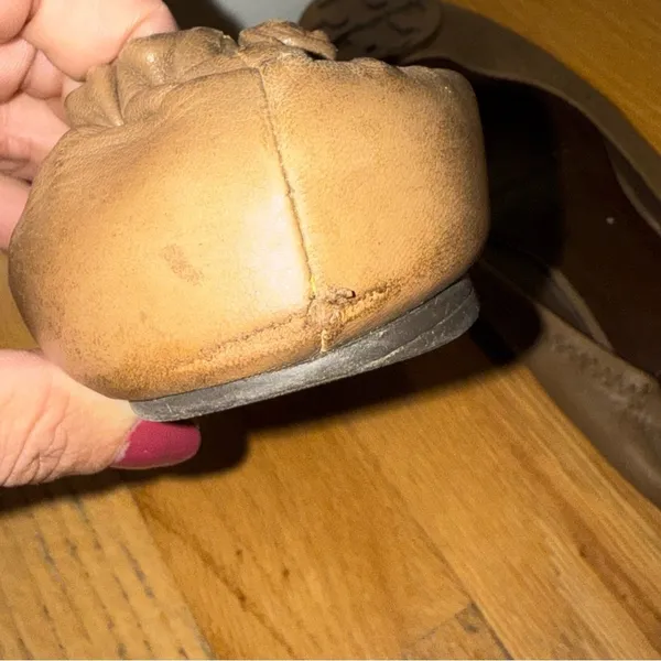 TORY BURCH Minnie Ballet Flats Medallion Leather Brown size 7‎ - Image 4