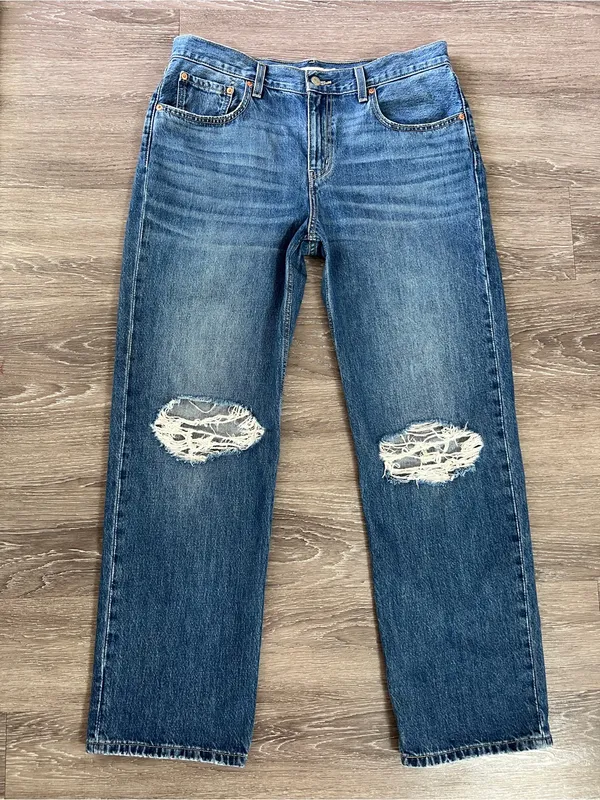 Levi’s Low Pro Straight Jeans Size 31 Breathe Out Distressed Medium Wash 90s - Image 2