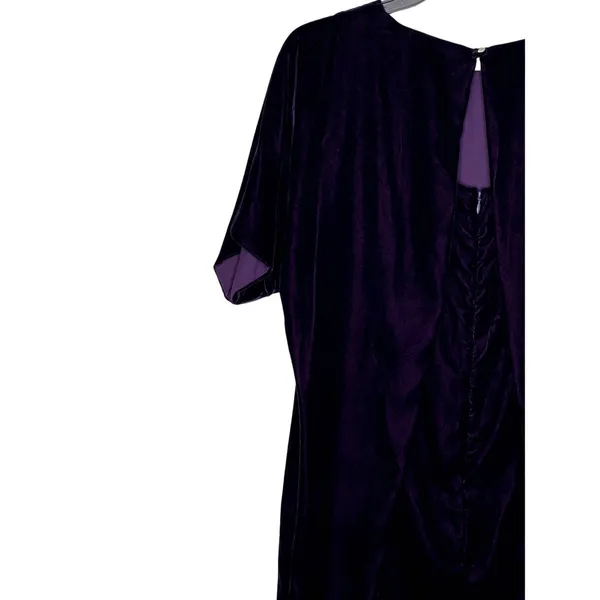 Lauren Ralph Lauren Women Shift Dress Velvet Short Sleeve Keyhole Purple Size 4 - Image 9
