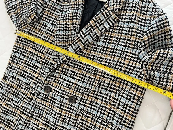 A New Day Houndstooth Plaid Coat L Double Breasted Preppy Academia Chic Blazer - Image 8