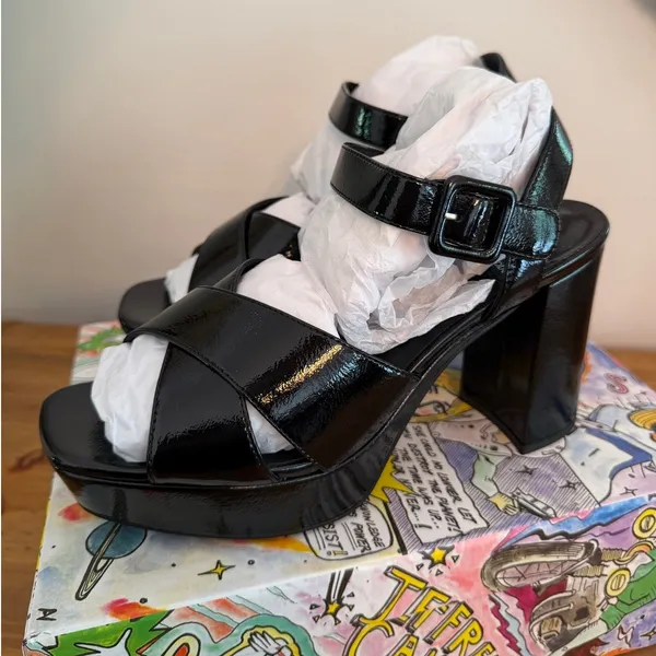 Jeffery Campbell Women's Amma Platform Block Heel Sandals size 10 - Image 4