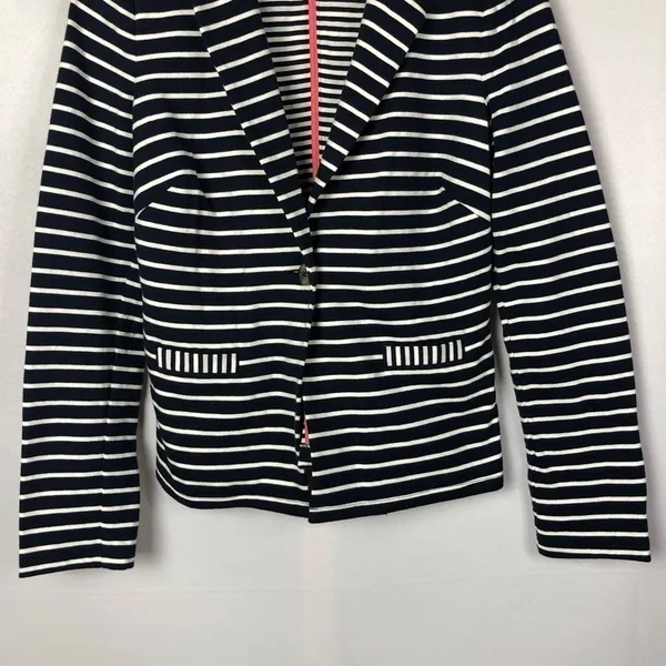 Boden Navy &‎ White Striped Summer Jersey Blazer 2 - Image 5